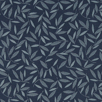 Navy And Blue Floral Leaf Contract Grade Upholstery Fabric By The Yard