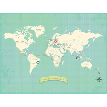 My Travel's Personalized World Map 24x18 Wall Art Poster