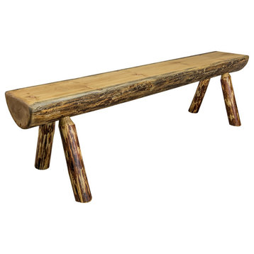 Glacier Country Half Log Bench, Exterior Stain Finish, 4 ft.