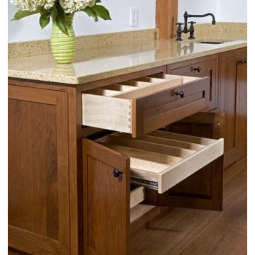 A closer view of the mini kitchenette