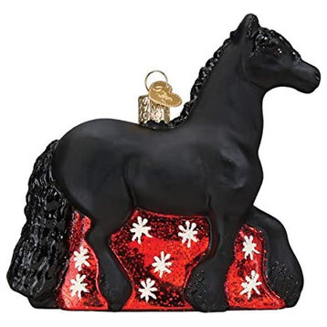 Old World Christmas 12589 Friesian Horse Blown Glass Ornament