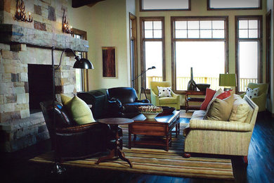Living room - farmhouse living room idea in Austin