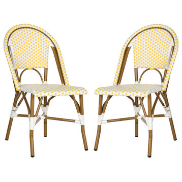 Safavieh Salcha Indoor-Outdoor Stackable Side Chairs, Set of 2, Yellow/White