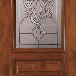 Prehung Front Single Door 96 Alder Evangeline 3 Panel Arch Lite Glass - Front Doors