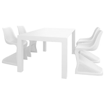 Compamia Bloom Extendable Patio Dining 5-Piece Set, White