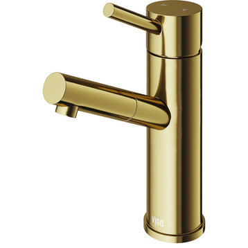 VIGO Noma Single Hole Single Handle Bathroom Sink Faucet, Matte Brushed Gold, Without Extras