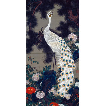 Tile Mural Japanese pattern white peacock Backsplash 8" Ceramic Matte
