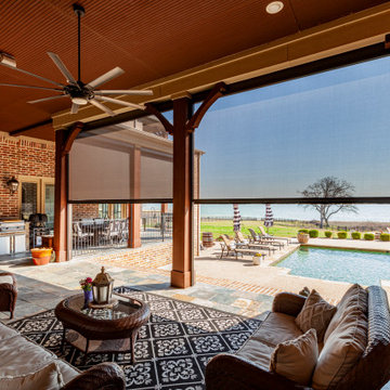 Exterior Motorized Screens For Traditional Home