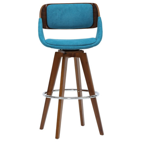 Cyprus Fabric Bamboo Bar/ Counter Stool, Santorini Teal/Walnut, Counter Stool