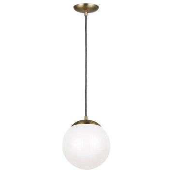 Leo - Hanging Globe LED Pendant Light in Satin Brass