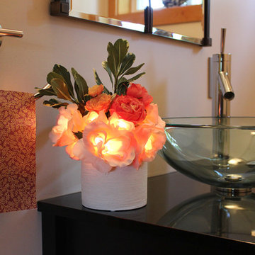 Radiant Roses - Pink/Peach in White Ceramic Vase