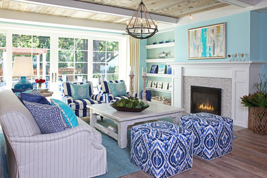 Beach style living room photo in Minneapolis