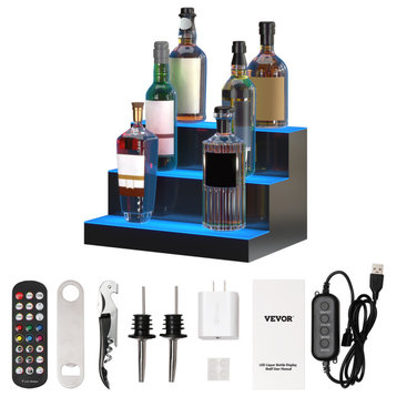 VEVOR LED Lighted Liquor Bottle Display Bar Shelf RF & App Control 16" 3-Step