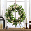 Loveren 25.5" Eucalyptus and Pine Artificial Wreath, Green and White