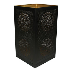 Iron And Blue Glass Moroccan Style Candle Holder Lantern