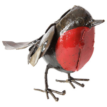 Small Recycled Metal Robin Sculpture