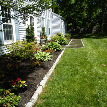Flagstone Walk with cobblestone edging and landscaping - Paoli, PA