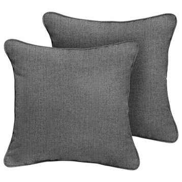 Sunbrella Outdoor Corded Pillow Set of 2, Grey, 20"Hx20"Wx6"D