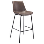 Zuo Mod - Byron Bar Chair Brown - Byron Bar Chair BrownThe Bryon Bar Chair has mid century modern urban lines and looks great in any space. With a heavy duty vinyl covering and a sturdy steel frame, this bar chair fits in any home kitchen, dining area, or bar. The legs are finished in a matte black coating that is durable for hospitality use. Byron Bar Chair Brown Features: