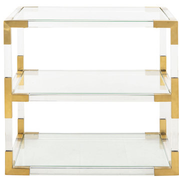 Louisa End Table - Clear, Brass