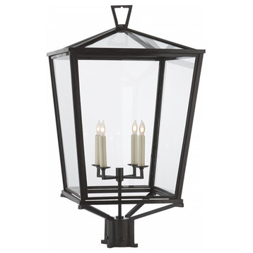 Darlana Post Outdoor Lantern, 4-Light, Bronze, Clear Glass, 31"H