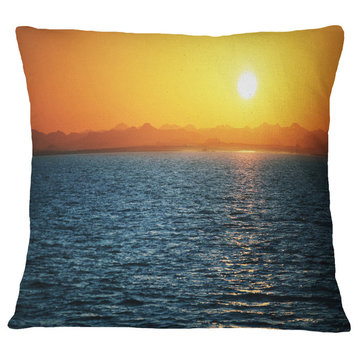 Beautiful River View At Sunset Seashore Throw Pillow, 18"x18"