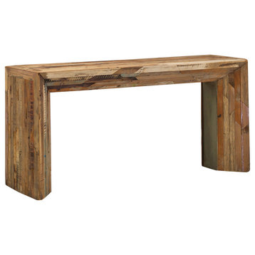 60" Narrow Rustic Reclaimed Wood Console Sofa Table Planks Style Luka