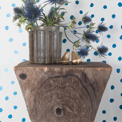 Sisters of the Sun :: Blue Velvet on Cream - Wallpaper