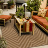 Key West Indoor and Outdoor Chevron Tan and Light Tan Rug, 7'10"x10'10"