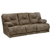 Catnapper Voyager Power Lay Flat Reclining Sofa in Brandy Brown Fabric