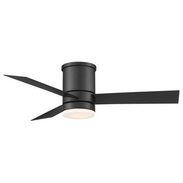 San Francisco 3-Blade Smart Flush Mount Ceiling Fan 44" Matte Black, Light Kit