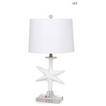 Lux Lighting - Patrick 28" White Starfish / Crystal Base, Set of 2 - Introducing the 28-Inch White Starfish Table Lamp, a stunning fusion of coastal charm and elegance, sure to captivate your space and imagination. This lamp is not just a source of illumination; it's a captivating work of art that transports you to the serene shores of the beach.