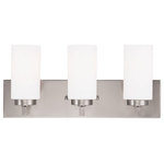 Livex Lighting - Livex Lighting 16373-91 West Lake - Three Light Bath Vanity - Mounting Direction: Up/Down  ShWest Lake Three Ligh Brushed Nickel Satin *UL Approved: YES Energy Star Qualified: n/a ADA Certified: YES  *Number of Lights: Lamp: 3-*Wattage:60w Candalabra Base bulb(s) *Bulb Included:No *Bulb Type:Candalabra Base *Finish Type:Brushed Nickel