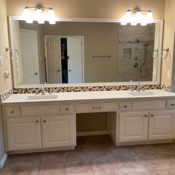 MASTER BATHROOM - Remodel Shower / Tub / Vanity Counter 12 x 24 Tile / Quartz
