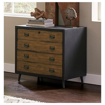 Pemberly Row Wood Lateral File Storage File Drawer Fully Assembled Black Wood