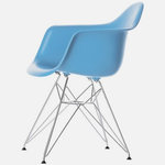 Interiortradefurniture - Eiffel Molded Wire Base Arm Chair, Blue - The seat is made from a very heavy-duty, strong plastic with a matte finish and is supported by an equally strong steel base, which is covered with a layer of high-shine chrome. Four black feet are included to protect hardwood flooring. Very up-to-date, your inner sense of style will revel in the trendiness of this chair. Assembly is required.