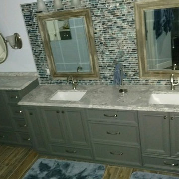 Gray Painted Master Bathroom Cabinetry