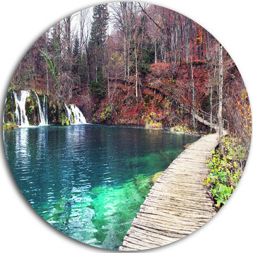 Plitvice Lakes National Lark, Landscape Photography Round Wall Art, 11"
