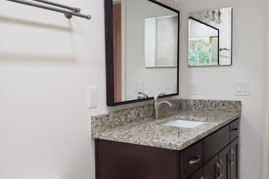 Example of a kids' single-sink bathroom design in Jacksonville with a built-in vanity