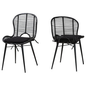 Sheryl Rattan Dining Chairs, Set of 2, Black