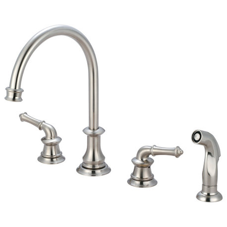 Del Mar Two Handle Kitchen Widespread Faucet, PVD Brushed Nickel