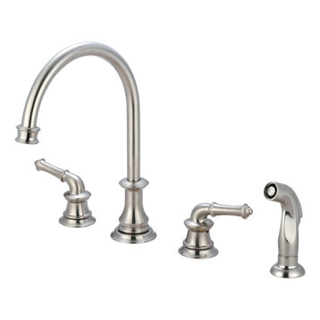 Del Mar Two Handle Kitchen Widespread Faucet, PVD Brushed Nickel