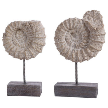 Safavieh Toren Set of 2 Ammonite Shell Table Decor Black/White