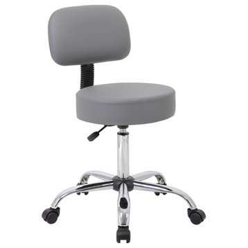 Scranton & Co 20.5" Modern Vinyl Medical Lab Rolling Stool with Back in Gray