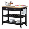 American Heritage 3 Tier Butcher Block Kitchen Cart With Drawers