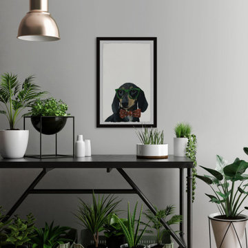 "Stylish Dachshund" Framed Painting Print