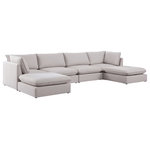 Meridian Furniture - Mackenzie Linen Textured Fabric 6-Piece Modular U-Shaped Sectional, Beige - Mix and match the pieces from the Mackenzie series to create a beautiful seating group that's perfect for the whole gang. These exceptionally crafted sofas, sectionals, and other components are meant to be put together into an infinite number of configurations based on your particular needs and space requirements. Each is upholstered from top to bottom in soft durable linen textured in your choice of colors. Attach the pieces of your choice easily thanks to the included attachment latches.
