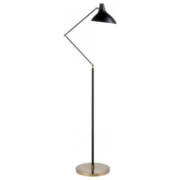 Charlton Floor Lamp, 1-Light, Black, Brass, 63"H (ARN 1006BLK 2K2Q9)