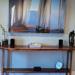 Walnut and Steel Modern Console Table - Console Tables