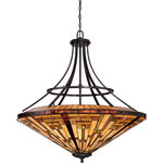 Quoizel - Quoizel TFST2840VB Eight Light Pendant, Vintage Bronze Finish - This handcrafted Tiffany style collection illuminates your home with warm shades of amber bisque and earthy green arranged in a clean and simple geometric pattern reminiscent of the works of Frank Lloyd Wright. The sturdy base complements the Arts and Crafts style and is finished in a Vintage Bronze. Bulbs Not Included, Number of Bulbs: 8, Max Wattage: 100.00, Bulb Type: A19, Power Source: Hardwired